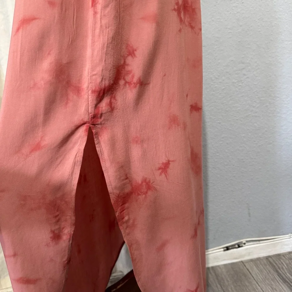 BB Dakota Tie Dye Pink Boho Flowy High Waist Slit Midi Skirt S‎ Elastic Waist